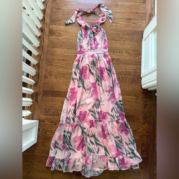 Petal & Pup Dresses & Skirts - PETAL + PUP Floral Maxi Dress Coquette Ruffle Fairy Ethereal Halter 3D Pink XS‎